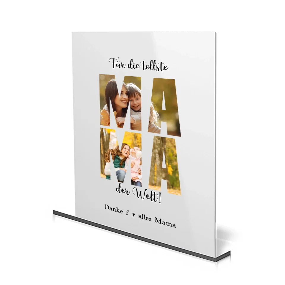 Personalisierbares Acrylglas als Muttertagsgeschenk für Mama mit Foto