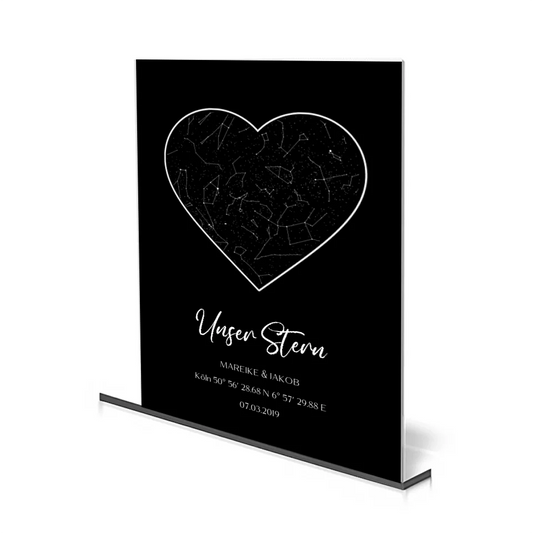 Sternkarte auf Acrylglas als Geschenk zum Jahrestag