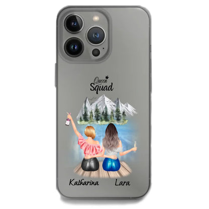 Personalisierte iPhone Handyhülle für beste Freundinnen mit Queen Squad Motiv