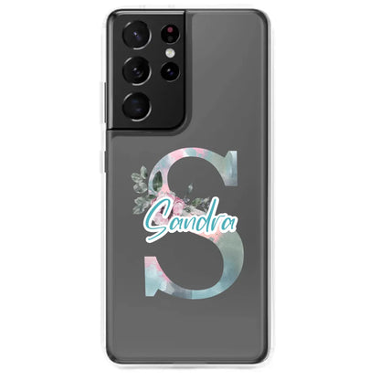 Samsung Handyhülle mit Blumen-Buchstabe und personalisiertem Namen – Einzigartiges Design