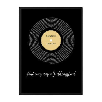Personalisiertes Song Lyrics Poster mit Namen und schwarzem Hintergrund