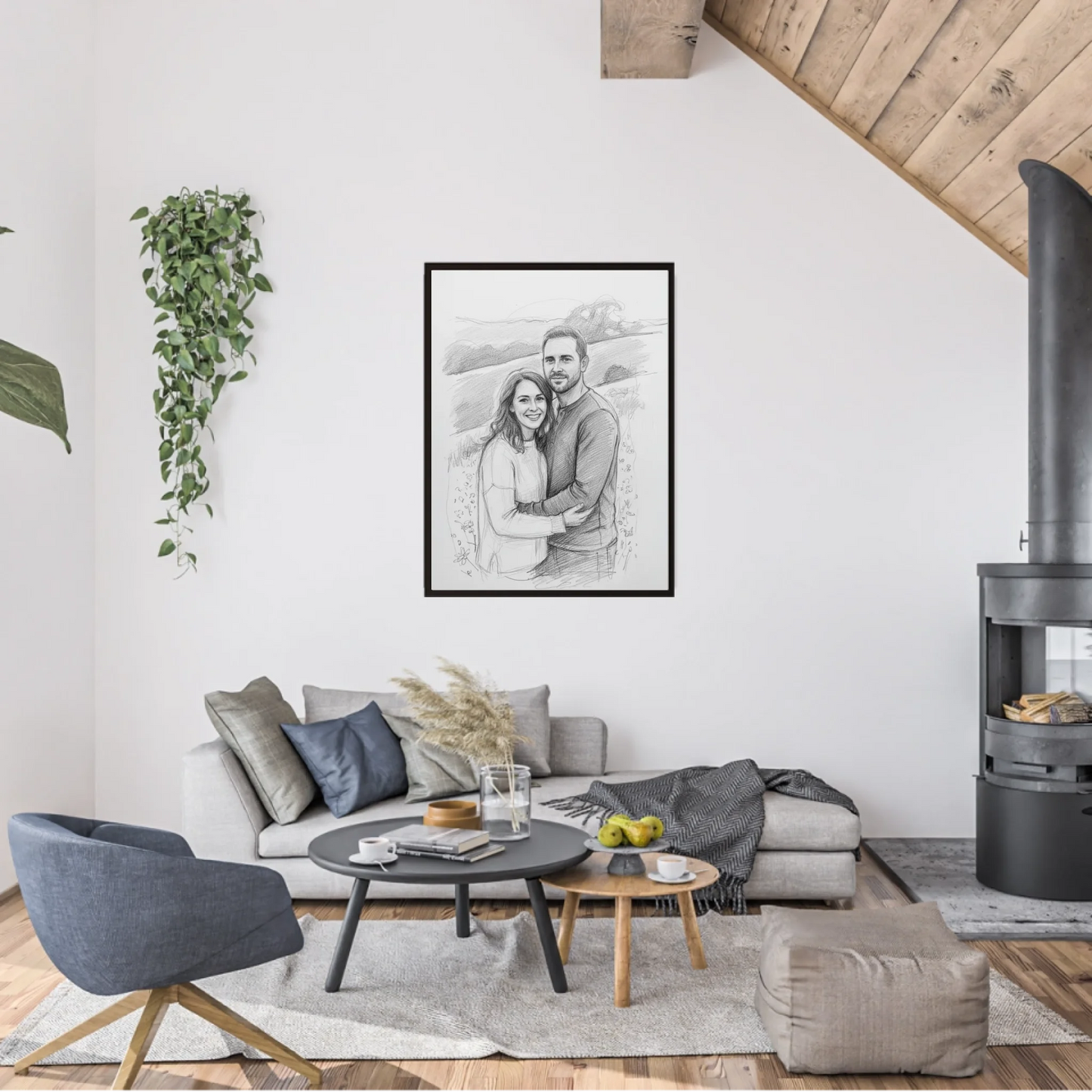 Bleistiftzeichnung Portrait - Personalisierbares Poster