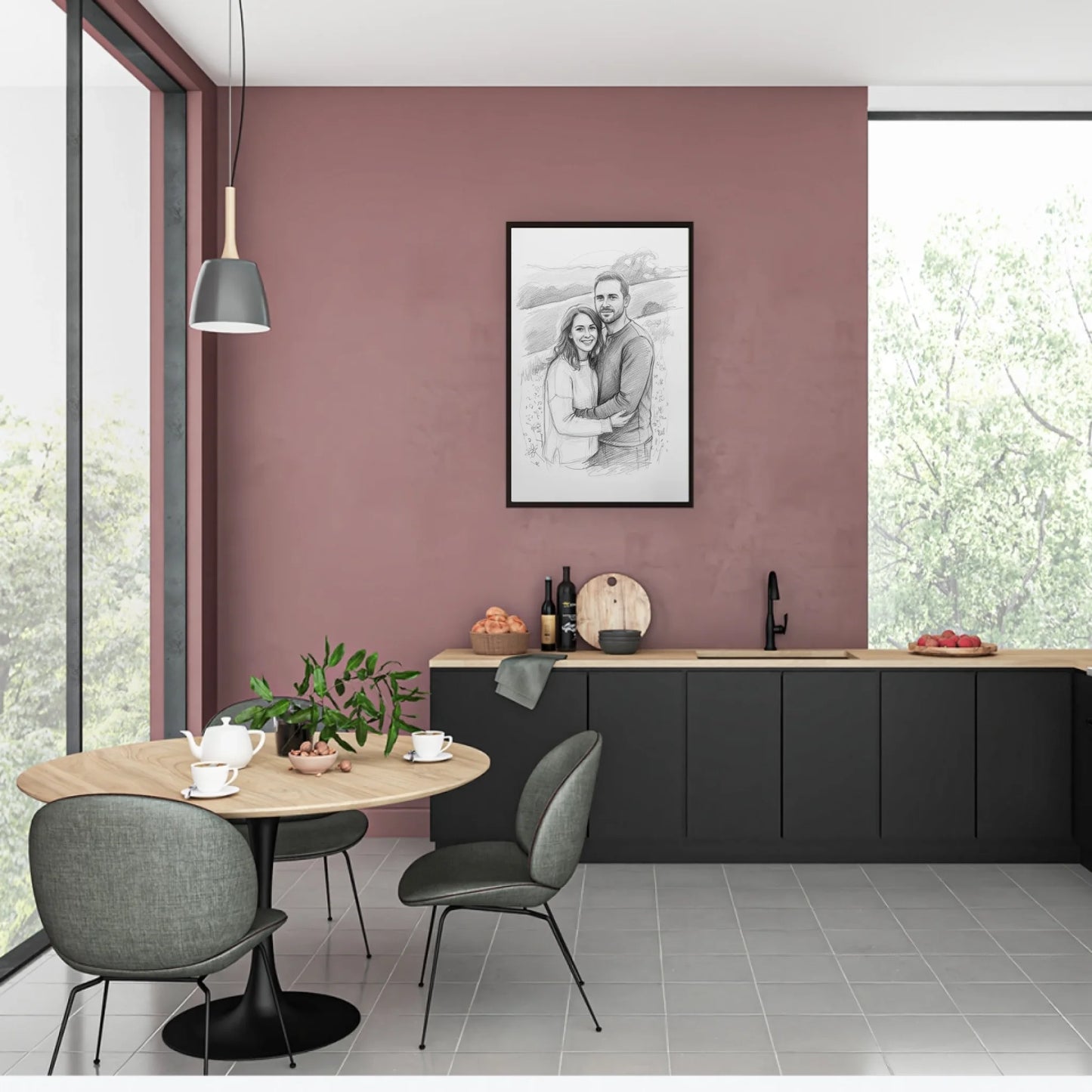 Bleistiftzeichnung Portrait - Personalisierbares Poster