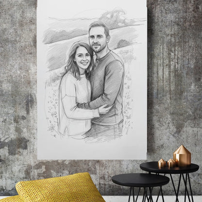 Leinwanddruck mit Songtext, Namen und goldener Mitte im Musikdesign