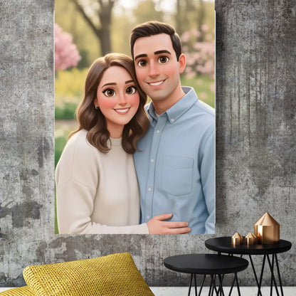 Leinwanddruck mit Songtext, Namen und goldener Mitte im Musikdesign