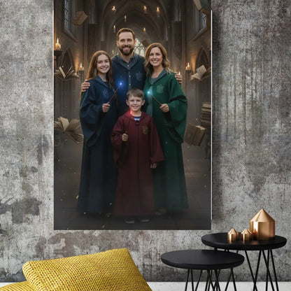 Leinwanddruck mit Songtext, Namen und goldener Mitte im Musikdesign