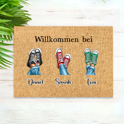 Familien Schuhe mit Namen - Personalisierbare Fußmatte