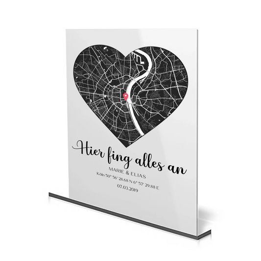 Personalisiertes Acrylglas hier fing alles an Motiv für Paargeschenk oder Hochzeitsgeschenk